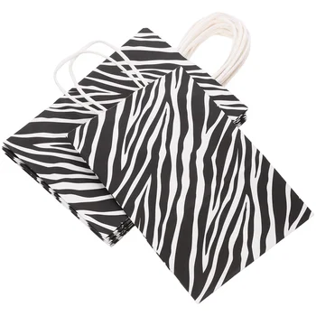 10db Papír Ajándék Táskák Kezelni Ajándék Csomagolás Táska Zebra Mintás Papír Táskák Újdonság Fél Tote Bags