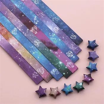 540 Lap Színes Origami Csillagok, Papír Szalagok Lucky Star Origami Dekoráció Hajtogatással Gyerekeknek Művészeti Ravaszkodó Születésnapi Ajándék