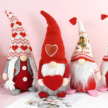 A Gnome Szerelem Piros Szív Arctalan Baba Valentin-Napi Ajándék, Születésnapi, Esküvői, Valentin Dekoráció, Otthon Asztali Manó Baba