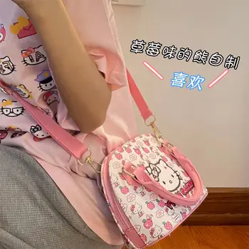 Aranyos Sanrio Anime Hobbi, Hello Kitty Női Válltáskát Tanuló Iskolába Nagy Kapacitású Tote Kozmetikai Tároló Táska