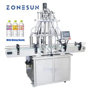 ZONESUN Automatikus 4 Injekciós Fúvókák Sampon Habzó Szappan étolaj Folyékony Üveg Dugattyús töltőgép